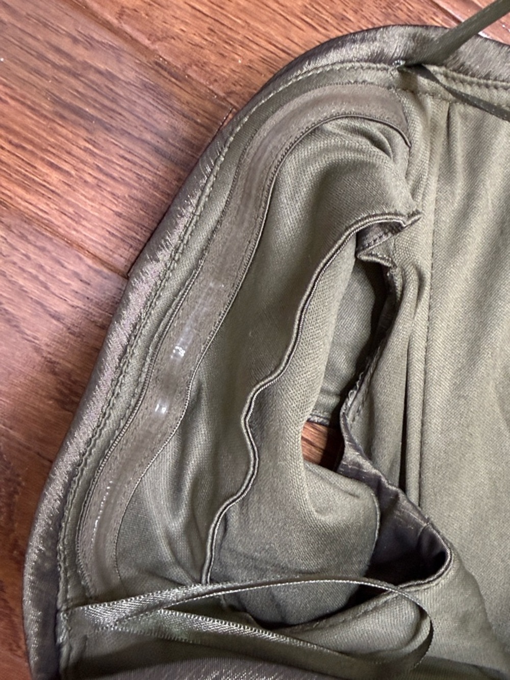 Xscape Olive Green Off-Shoulder Ruffled Satin Gown - Picture 10 of 14